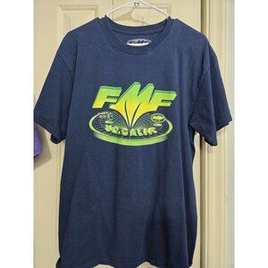 FMF Racing So Cal T-Shirt Navy Green Graphic Logo 100% Cotton Mens L
